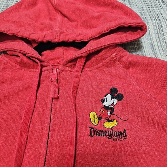 Disney Parks Womens Size S Red Mickey Mouse Embroidered Full Zip Hoodie Sweater - Picture 4 of 13